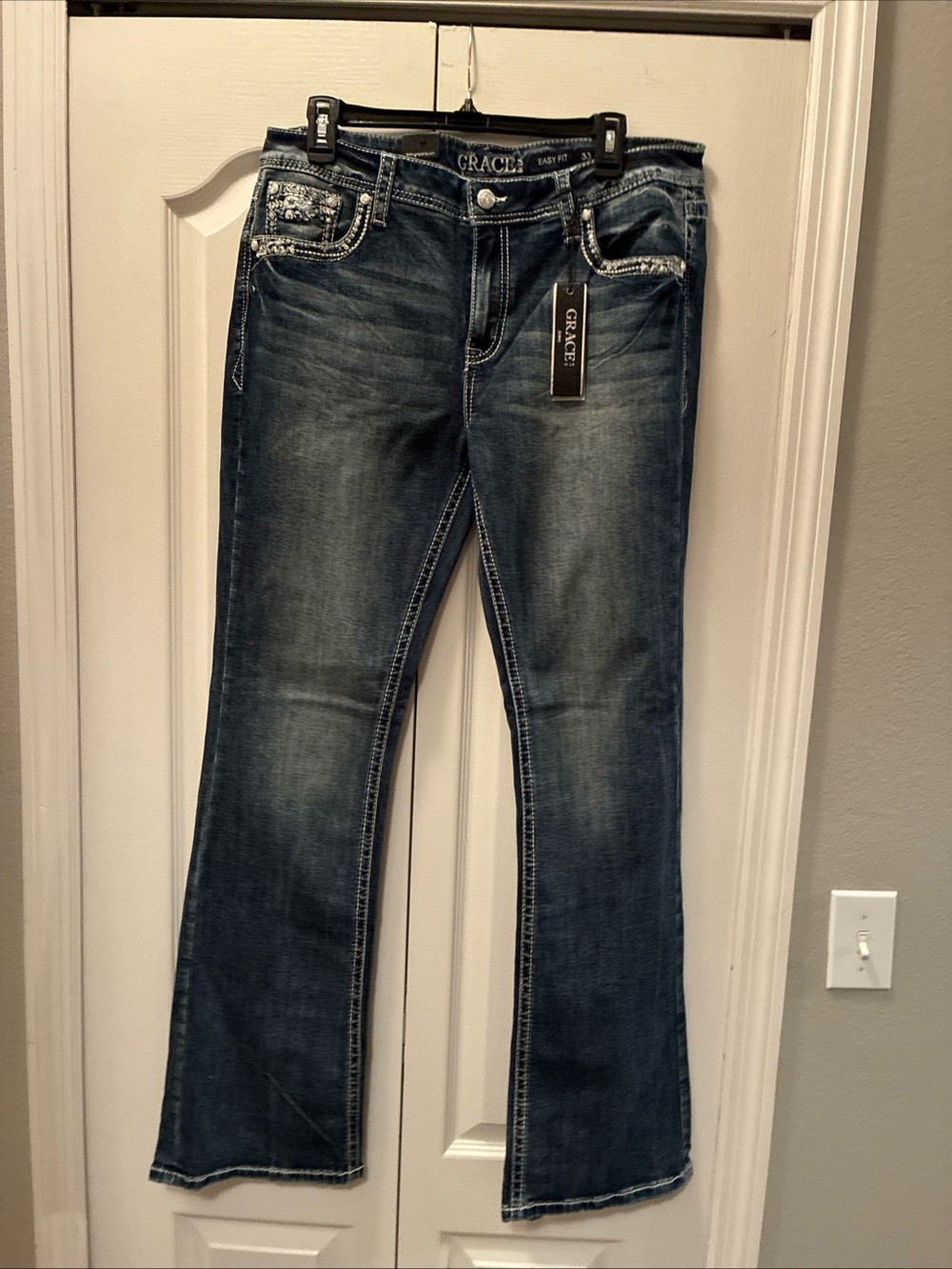 Grace ladies bling bootcut jeans size 33